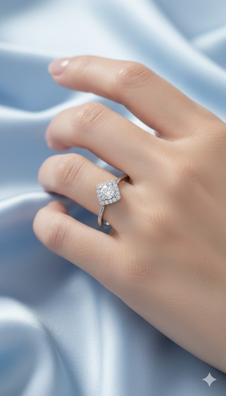 Square solitaire ring