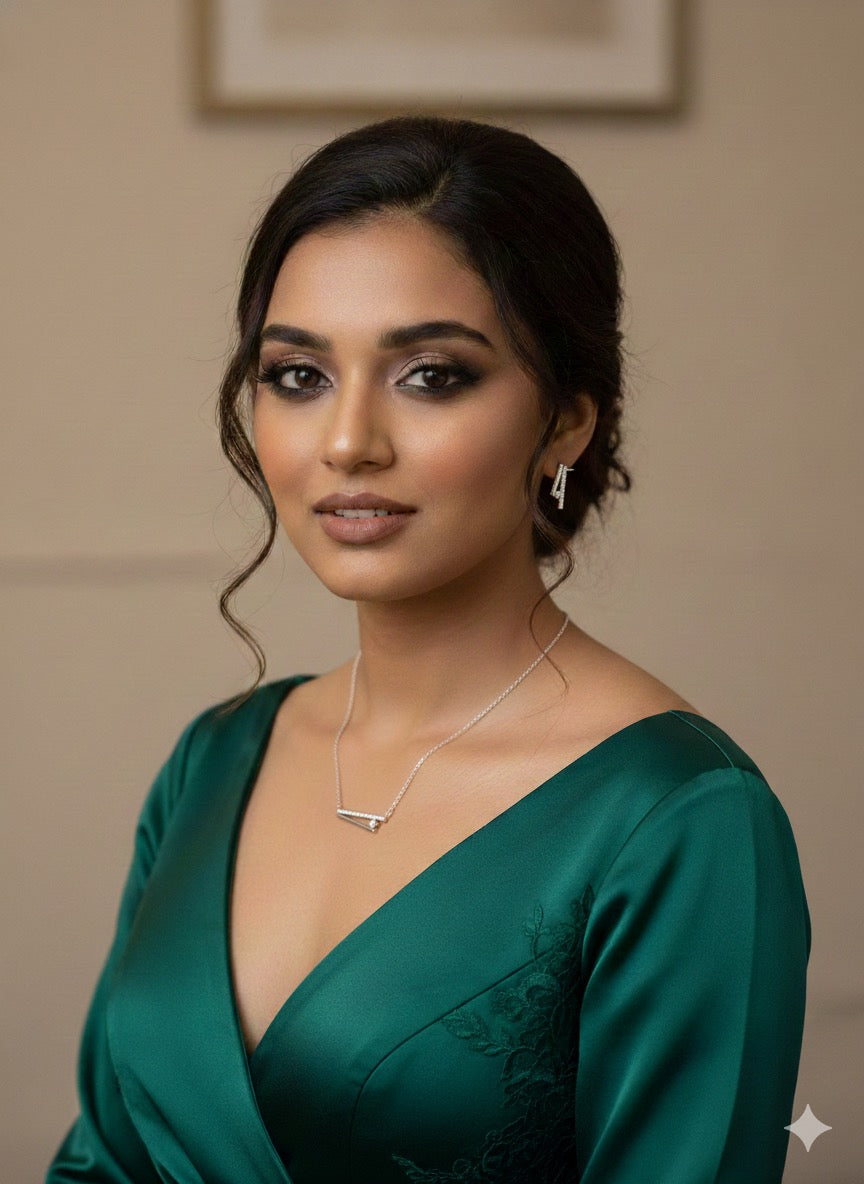 2 line studded pendant set with chain