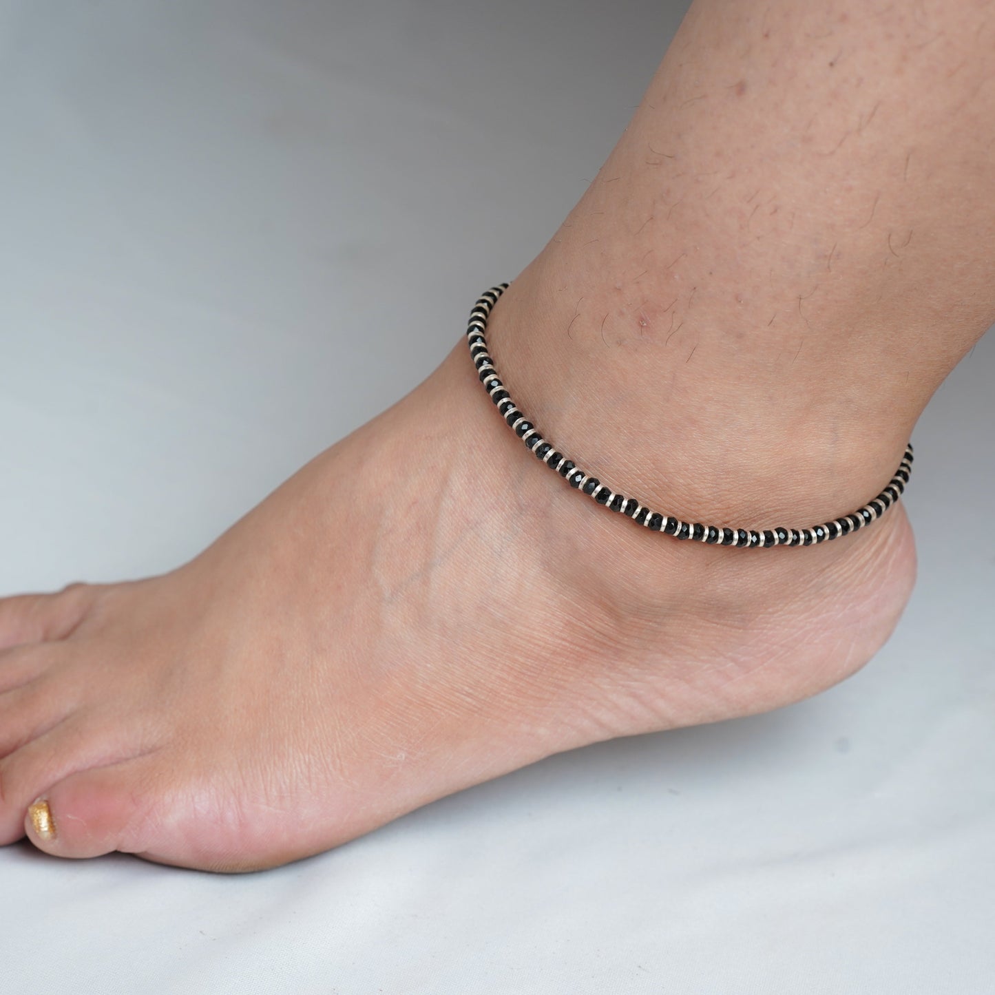Nazaria Black Beads Anklet