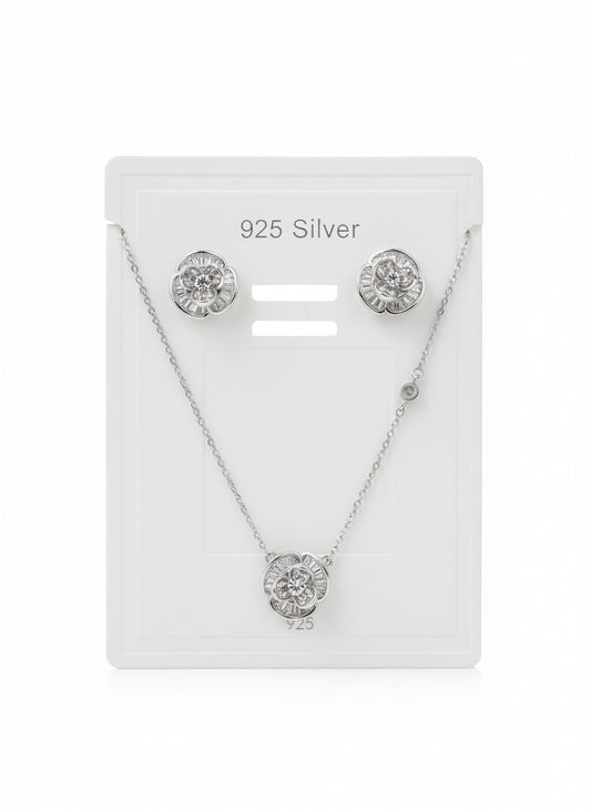 Flower baguette pendant set