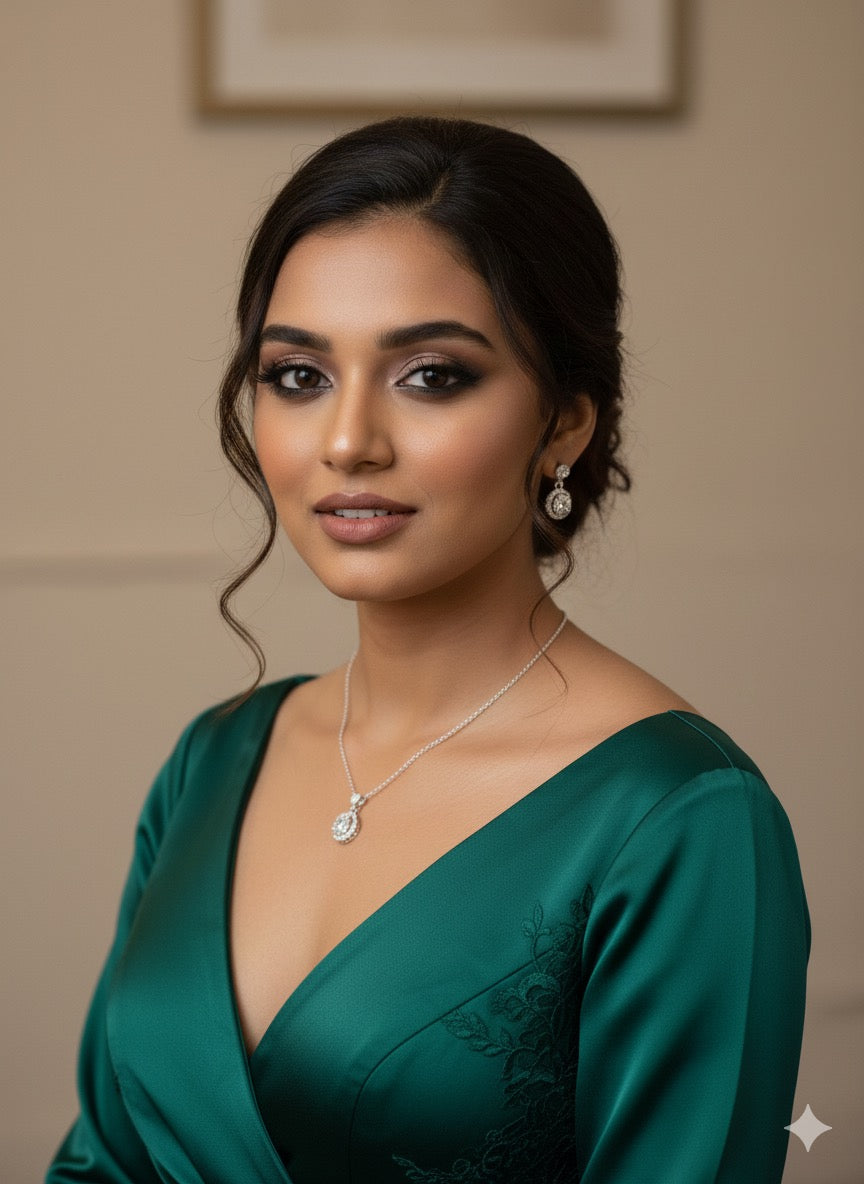 Halo circle pendant set with chain