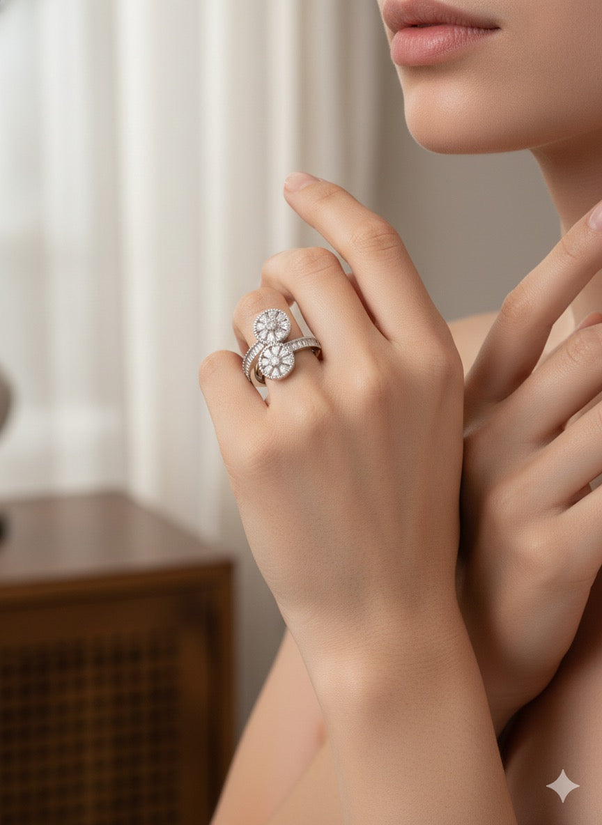 2 circle designer ring