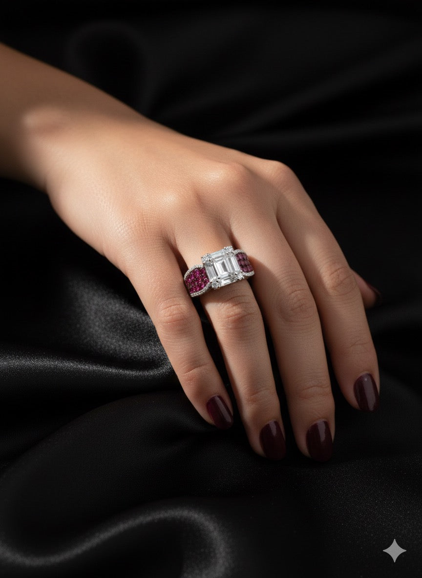 Pink stone designer ring