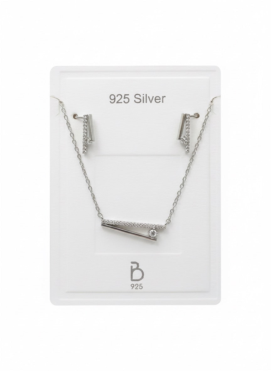 2 line studded pendant set with chain