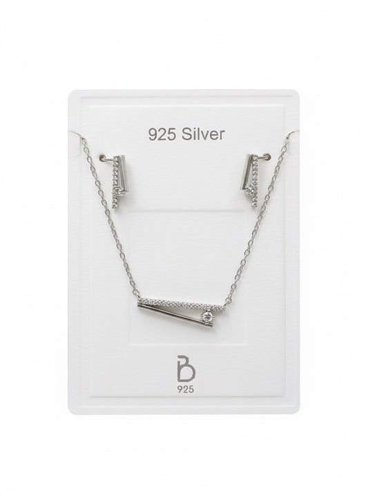 2 line studded pendant set with chain