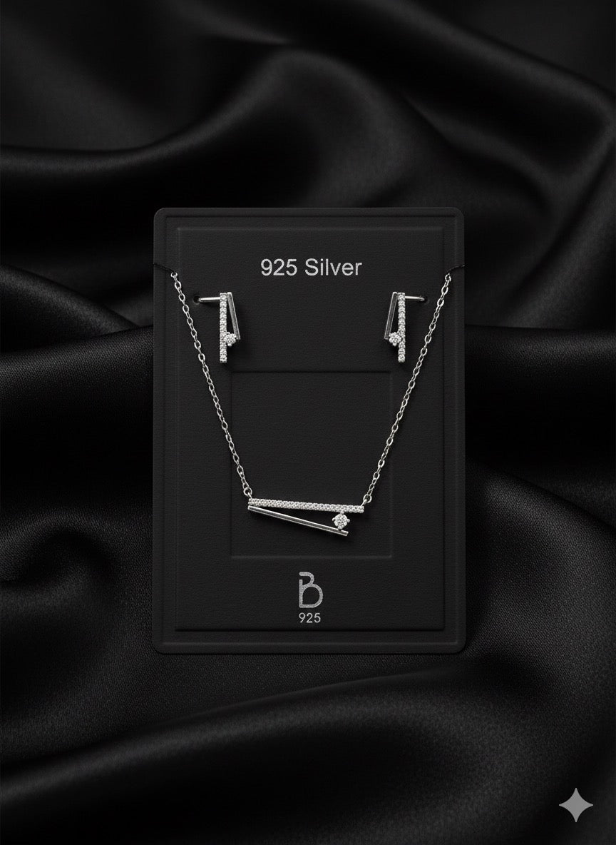 2 line studded pendant set with chain