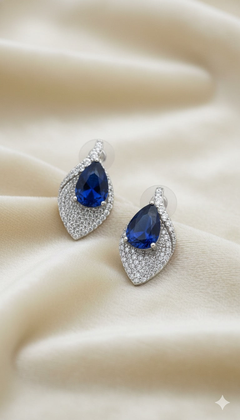 Blue leaf stone earing