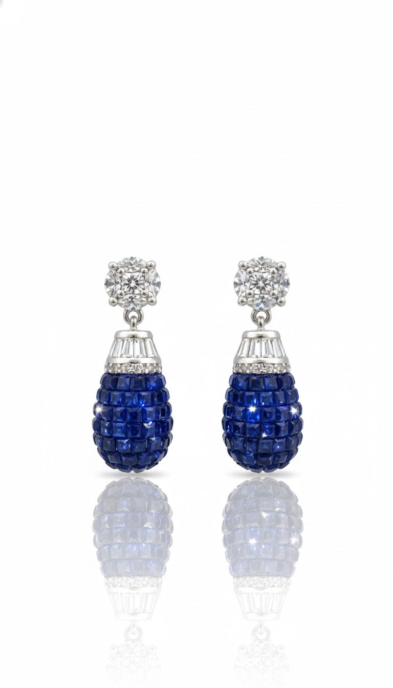 Blue invisible earings