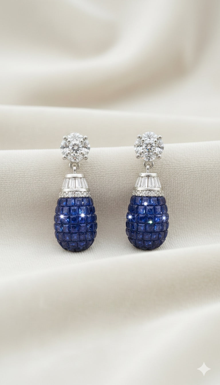 Blue invisible earings