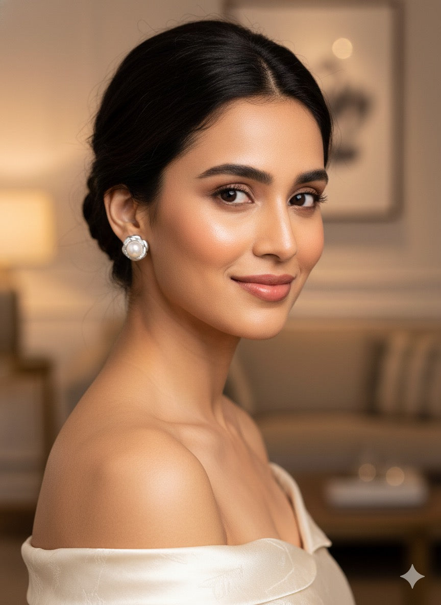 Pearl rose small studs