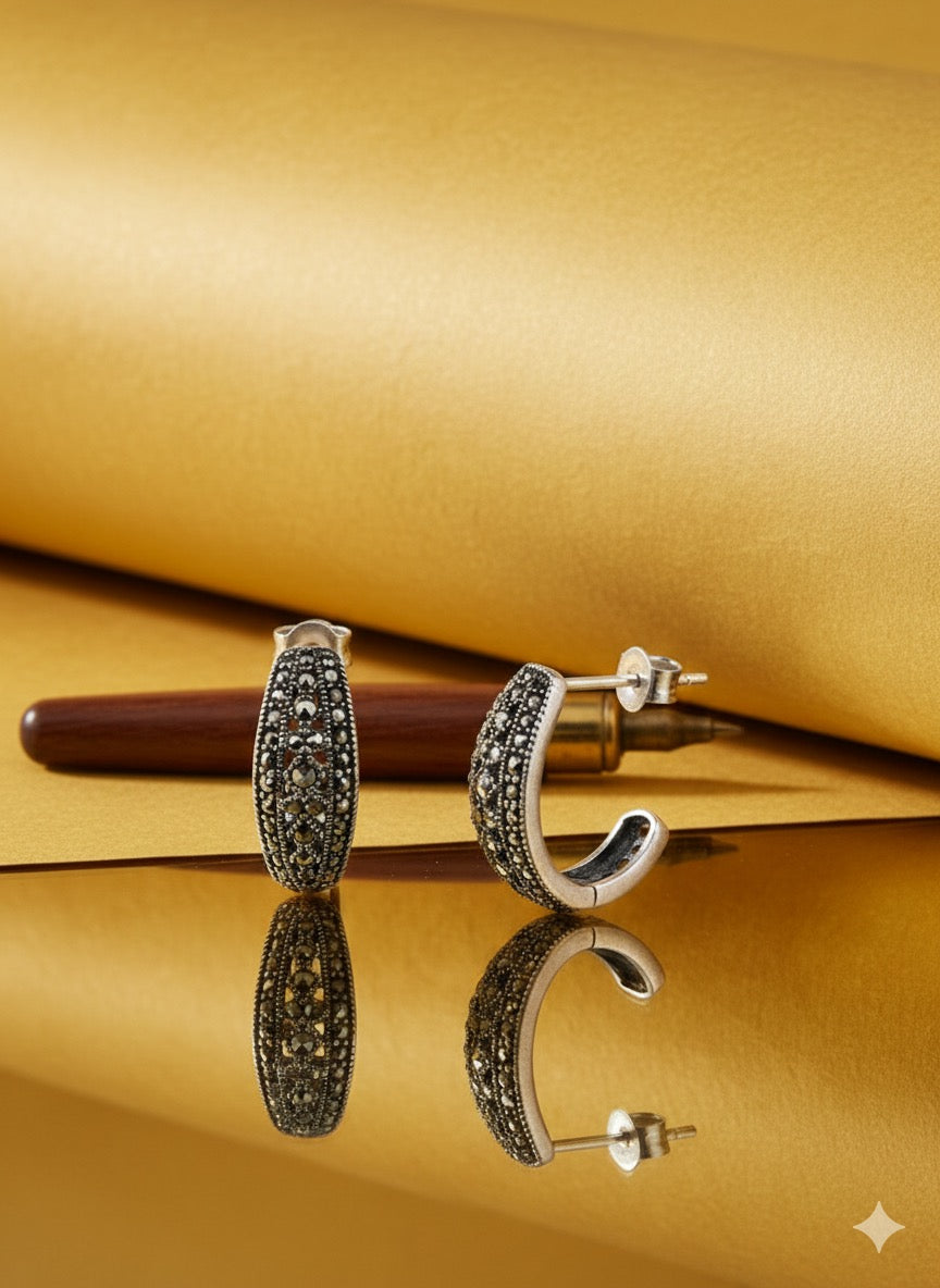 Marcasite Hoop Earings