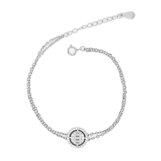 Baguette Circle Double Chain Bracelet